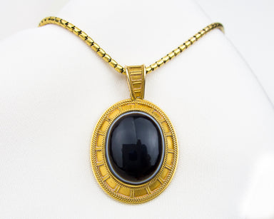 Victorian Banded Agate Memorial Pendant