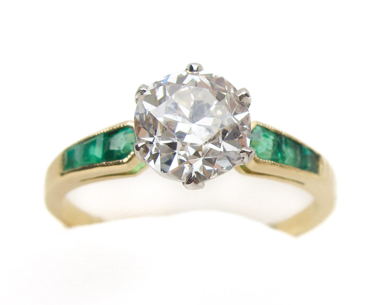 Art Deco 1.55-Carat Solitaire with Emeralds